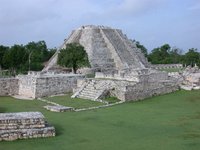 Mayapn: Temple of Kukulcan. Kukulcan is known in Central Mexico as Quetzalcoatl